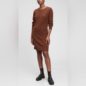 NWT GAP Knit Softest Crewneck Sweater Dress Brown Sz Medium